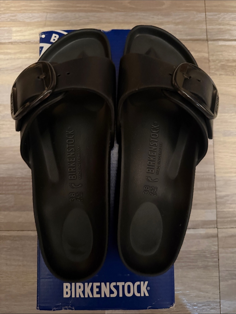 Women’s Black Slide Sandals with Adjustable Buckle